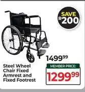 Dis-Chem Steel Wheel Chair Fixed Armrest And Fixed Footrest offer