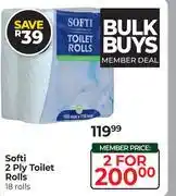 Dis-Chem Softi 2 Ply Toilet Rolls (18 Rolls)-For 2 offer