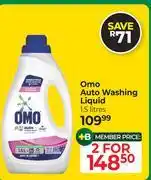 Dis-Chem Omo Auto Washing Liquid-For 2 x 1.5Ltr offer