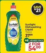 Dis-Chem Sunlight Dishwashing Liquid-For 2 x 750ml offer