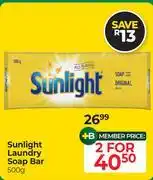 Dis-Chem Sunlight Laundry Soap Bar-For 2 x 500g offer