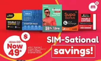 Checkers Mtn/ telkom/ vodacom/ cell c/ k'nect mobile starter packs offer