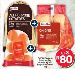 Pick n Pay PnP All Purpose Potatoes, Onions and English Tomatoes offer