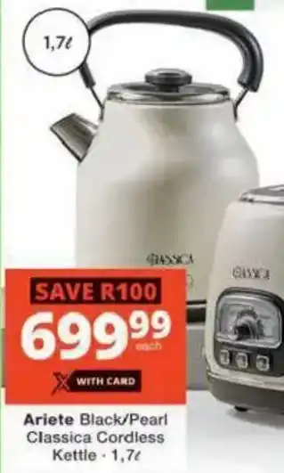 Checkers Hyper Ariete Black/ Pearl Classica Cordless Kettle offer