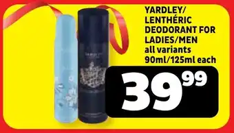 Usave Yardley/ lenthéric deodorant for ladies/ men offer