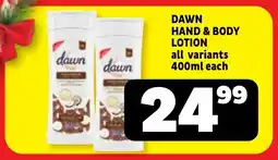 Usave Dawn hand & body lotion offer