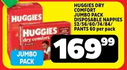 Usave Huggies dry comfort jumbo pack disposable nappies/ pants offer