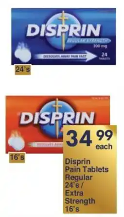 President Hyper Disprin Pain Tablets Regular/ Extra Strength offer