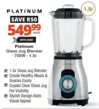 Checkers Hyper Platinum Glass Jug Blender offer