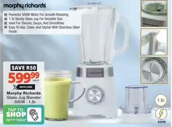 Checkers Hyper Morphy Richards Glass Jug Blender offer