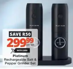 Checkers Hyper Platinum Rechargeable Salt & Pepper Grinder Set offer