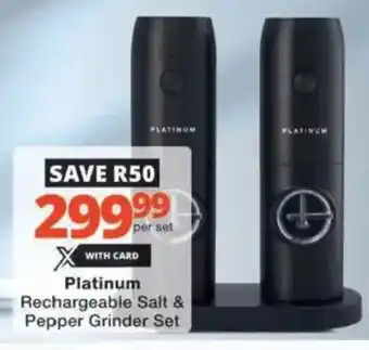 Checkers Hyper Platinum Rechargeable Salt & Pepper Grinder Set offer