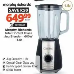 Checkers Hyper Morphy Richards Total Control Glass Jug Blender offer