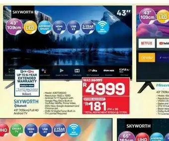Pick n Pay Hypermarket Skyworth 43" uhd android smart tv offer