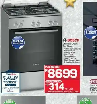 Pick n Pay Hypermarket Bosch gas stove offer
