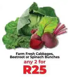 Food Lover's Market Farm Fresh Cabbages, Beetroot or Spinach Bunches offer