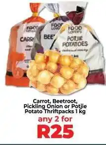 Food Lover's Market Carrot, Beetroot, Pickling Onion or Potjie Potato Thriftpacks offer