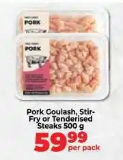 Food Lover's Market Pork Goulash, Stir-Fry or Tenderised Steaks 500 g offer