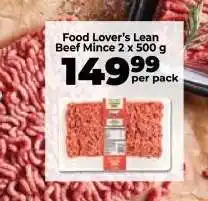 Food Lover's Market Food Lover's Lean Beef Mince 2 x 500 g offer