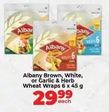 Food Lover's Market Albany Brown, White, or Garlic & Herb Wheat Wraps 6 x 45 g offer