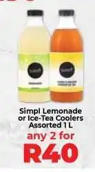 Food Lover's Market Simpl Lemonade or Ice-Tea Coolers Assorted 1L offer