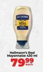 Food Lover's Market Hellmann’s Real Mayonnaise 430 ml offer