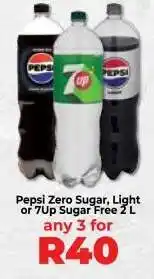 Food Lover's Market Pepsi Zero Sugar, Light or 7Up Sugar Free 2 L offer
