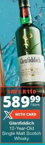 Checkers Glenfiddich 12-Year Old Single Malt Scotch Whisky offer