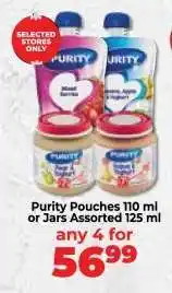 Food Lover's Market Purity Pouches 110 ml or Jars Assorted 125 ml offer