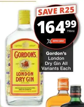 Checkers Gordon's London Dry Gin offer