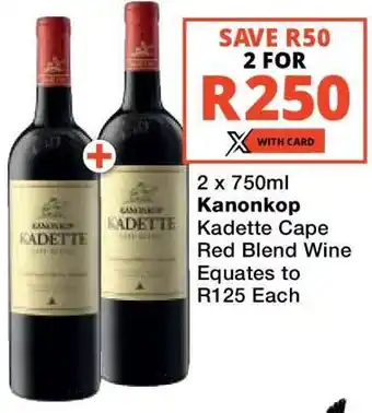 Checkers Kanonkop Kadette Cape Red Blend Wine offer
