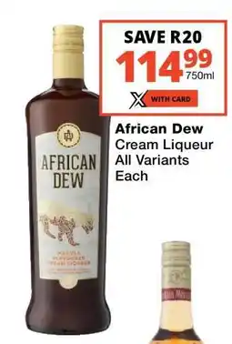 Checkers AFRICAN DEW CREAM LIQUEUR offer