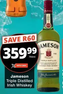 Checkers Jameson Triple Distilled Irish Whiskey offer