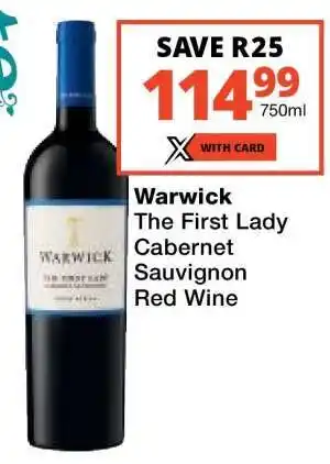 Checkers Warwick The First Lady Cabernet Sauvignon Red Wine offer