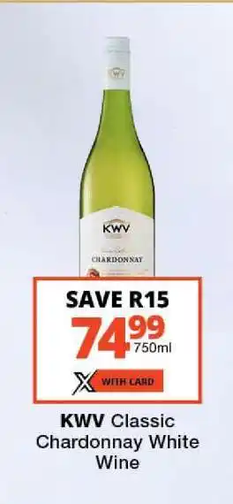 Checkers KWV Classic Chardonnay White Wine offer