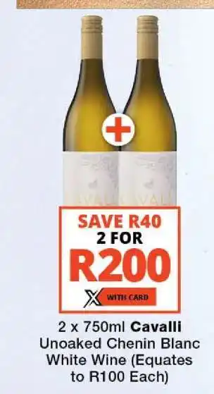 Checkers Cavalli Unoaked Chenin Blanc White Wine offer
