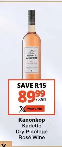 Checkers Kanonkop Kadette Dry Pinotage Rosé Wine offer