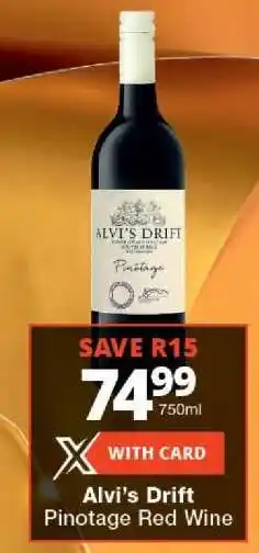 Checkers Alvi's Drift Pinotage Red Wine offer
