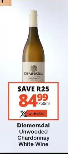 Checkers Diemersdal Unwooded Chardonnay White Wine offer