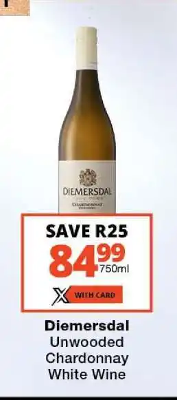 Checkers Diemersdal Unwooded Chardonnay White Wine offer