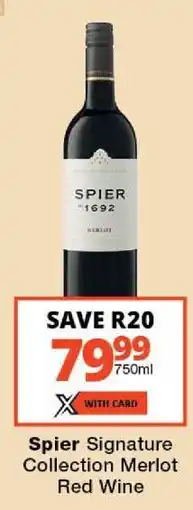 Checkers Spier Signature Collection Merlot Red Wine offer