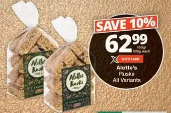 Checkers Alette's Rusks offer