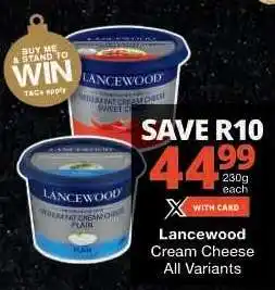 Checkers Lancewood Cream Cheese offer