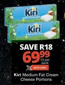 Checkers Kiri Medium Fat Cream Cheese Portions offer