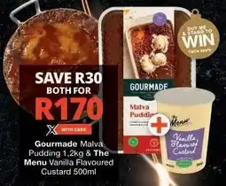 Checkers Gourmade Malva Pudding & The Menu Vanilla Flavoured Custard offer