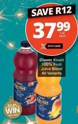Checkers Clover Krush 100 Fruit Juice Blend offer