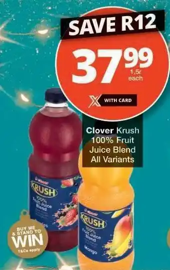 Checkers Clover Krush 100 Fruit Juice Blend offer