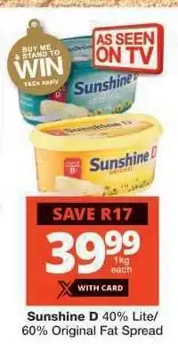 Checkers Sunshine D 40% Lite/60% Original Fat Spread offer