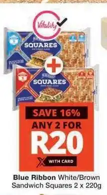 Checkers Blue Ribbon White/Brown Sandwich Squares 2 x 220g offer