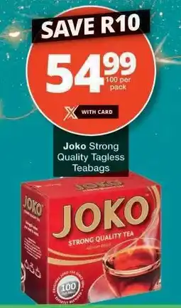 Checkers Joko Strong Quality Tagless Teabags offer